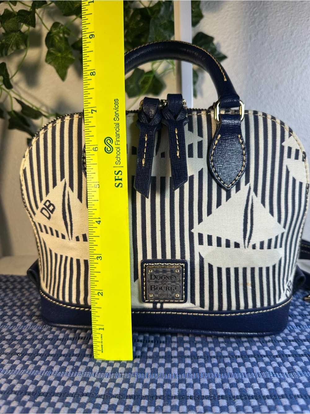 Dooney & Bourke Sailboat Bitsy Crossbody Bag - Navy & Cream Nautical Print - Picture 12 of 16
